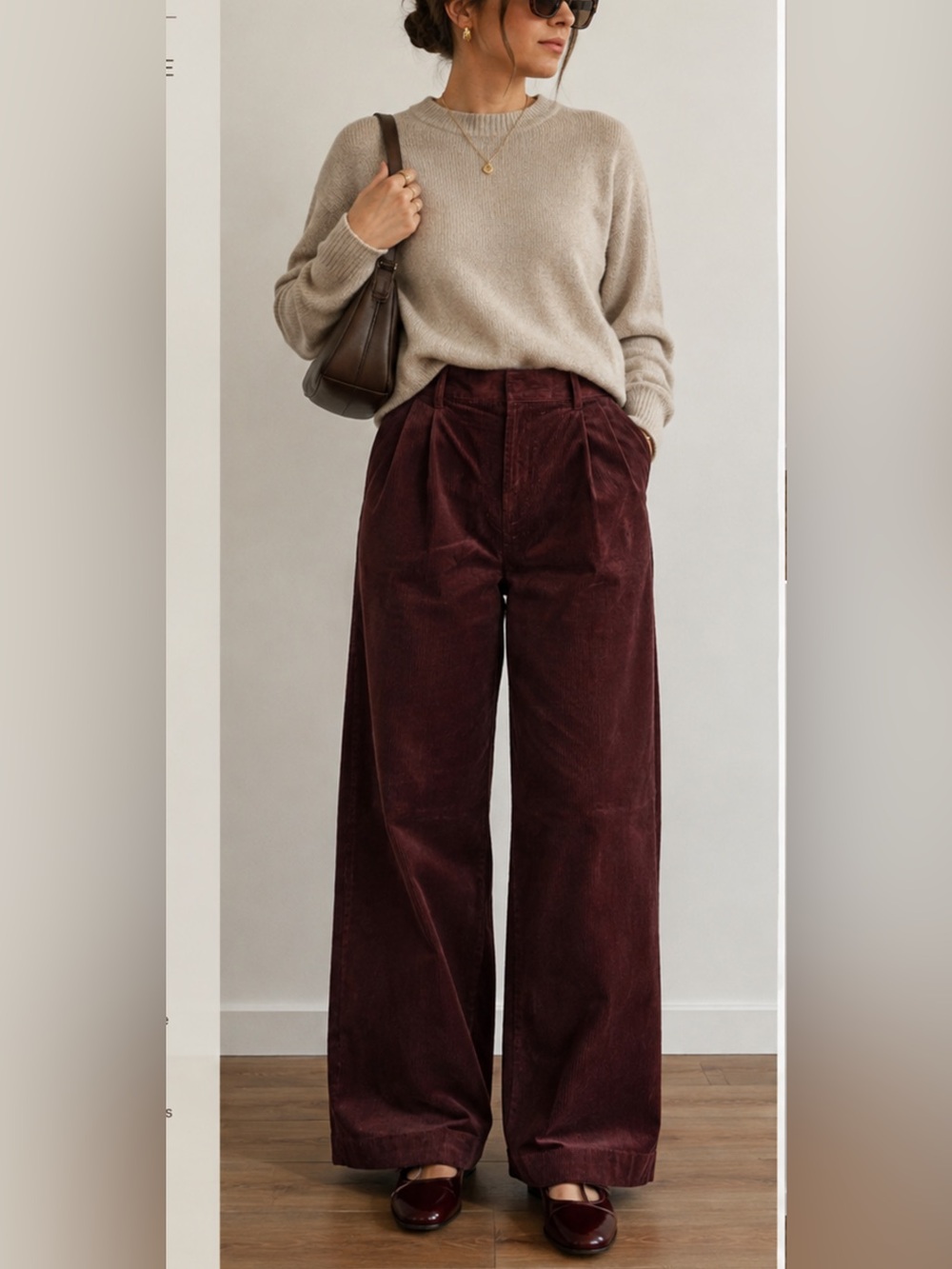 Banana Republic Wide-Leg Corduroy Pants in Burgundy